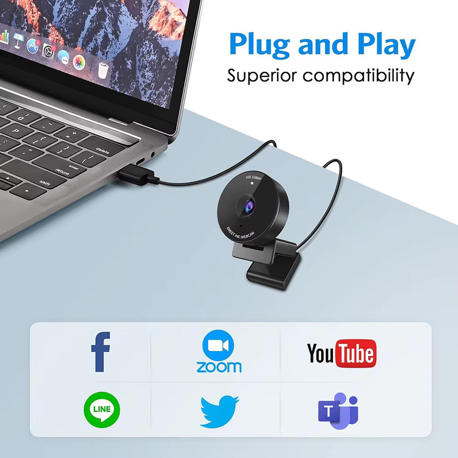 EMEET C950 Full HD Webcam 1080P mit Mikrofon und Datenschutzabdeckung in Schwarz - Bild 6
