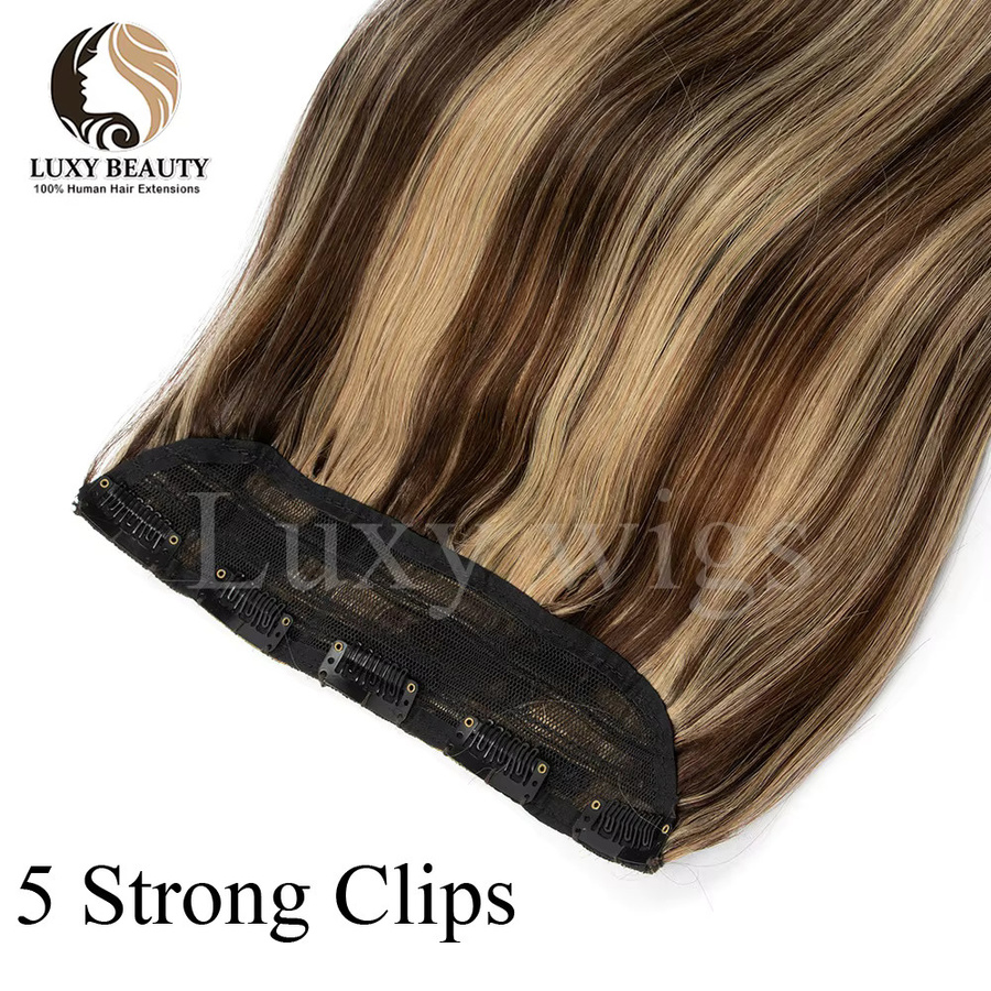 luxy beauty Balayage Clip-in-Einteiler-Echthaarverlängerungen, Braun, Damen - Bild 3