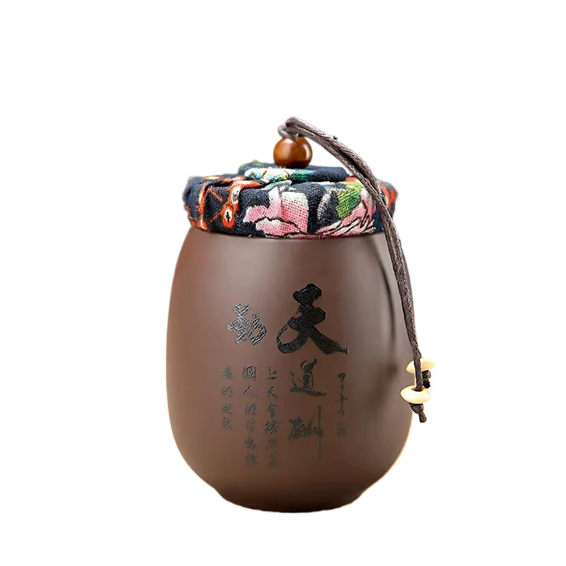 Lila Ton Teedose aus Keramik für Pu Erh Tee, tragbare Mini Reiseaufbewahrung mit Verschluss - Bild 4