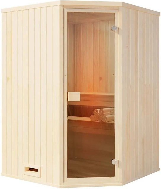 Finntherm Sauna Corner aus Fichtenholz Naturbelassen Beige B/T/H: 194 x 144 x 199 cm - Bild 1