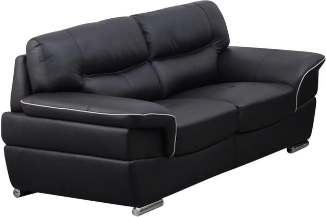 Vente-unique Sofa Thibault in Schwarz mit Rindsleder und Kunstleder, Breite: 168 cm - Bild 1