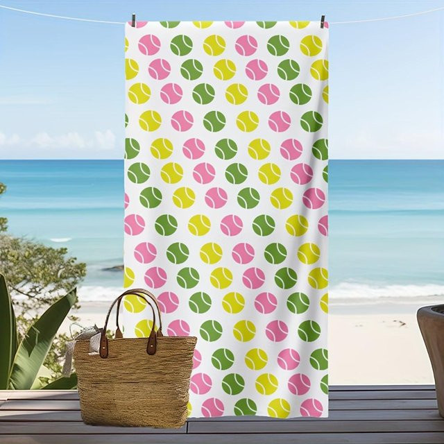 Dalangpa Tennis Strandtuch mit Tennis-Print, superweich, B: 30 cm, H: 60 cm - Bild 1