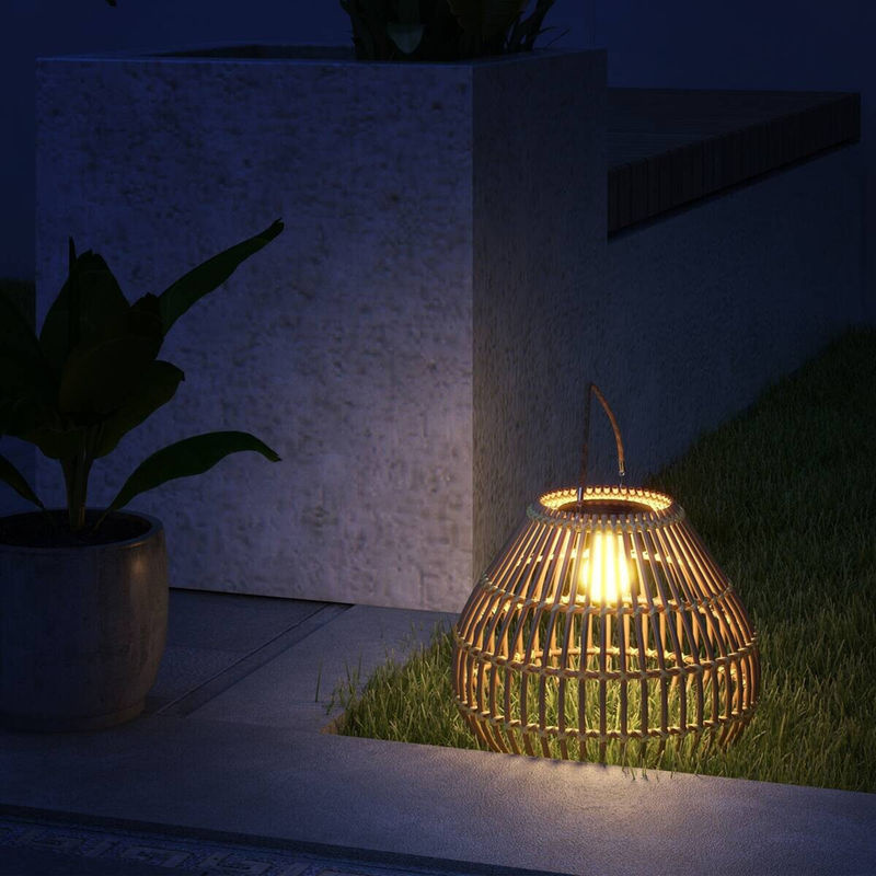 Outsunny Solarleuchte aus Polyrattan und Edelstahl in Gelb mit LED und Dämmerungssensor, B/H/L: 31 x 31 x 32 cm - Bild 2