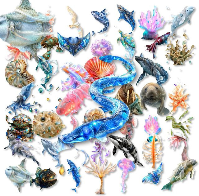 Rspctou Kristall-Meerestier-Aufkleber, Transparente Cartoon-Sticker, multicolour - Bild 1