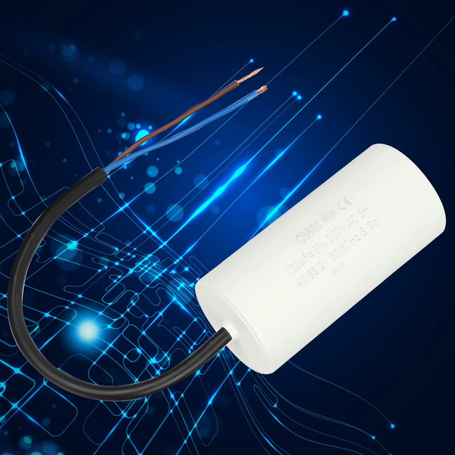 KKMOON Betriebskondensator mit Kabel 250 V AC 100 uF 50/60 Hz in Weiß für Motorluftkompressor - Bild 2