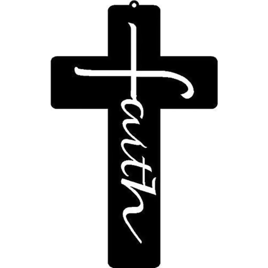 CIFBUY Metall-Glaubenskreuz Wandkunst Religiöse Dekoration in Schwarz - Bild 4