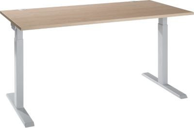Schäfer Shop Select Schreibtisch ERGO-T 2.0 mit T-Fuß, Eiche-Dekor und Weißaluminium, B: 160 cm, T: 80 cm, H: 67,5-89,5 cm - Bild 1