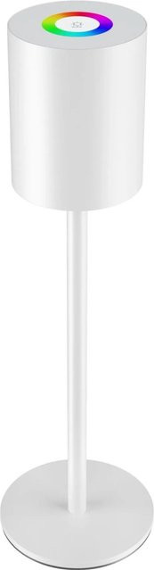 Tectake Akku Tischlampe Corly LED mit RGBW Lichtfarben, stufenlos dimmbar, Weiß, B/T/H: 10 x 10 x 37 cm - Bild 1