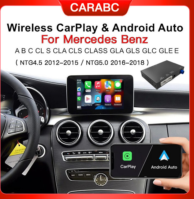CARABC Drahtloses CarPlay und Android Auto Modul für Mercedes Benz NTG4.5 und NTG5.0 Systeme, Schwarz - Bild 1