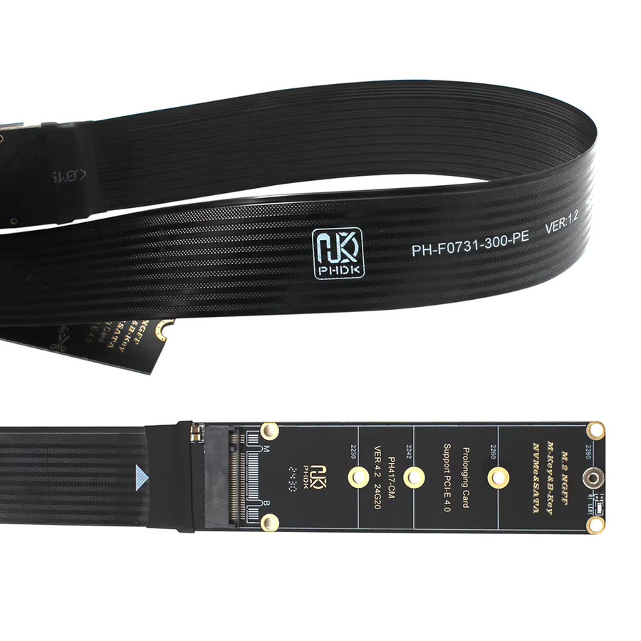 MOJOYCE M.2 NVMe SSD Verlängerungskabel PCIe 4.0 x4 M-Key Riser-Karte für M.2 2230 2242 2260 2280 SSD in Schwarz - Bild 5