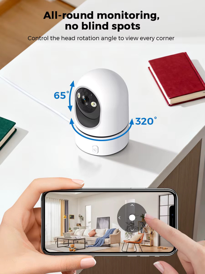 ANBIUX O-Kam Pro Smart Home IP-Kamera WiFi Wireless Indoor Surveillance CCTV mit 5MP Auflösung und 2MP Automatic Tracking in Weiß - Bild 5