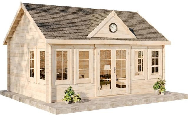 Alpholz Gartenhaus Clockhouse-XL Blockhaus mit Satteldach, Unbehandelt, B/T: 570 x 420 cm - Bild 1