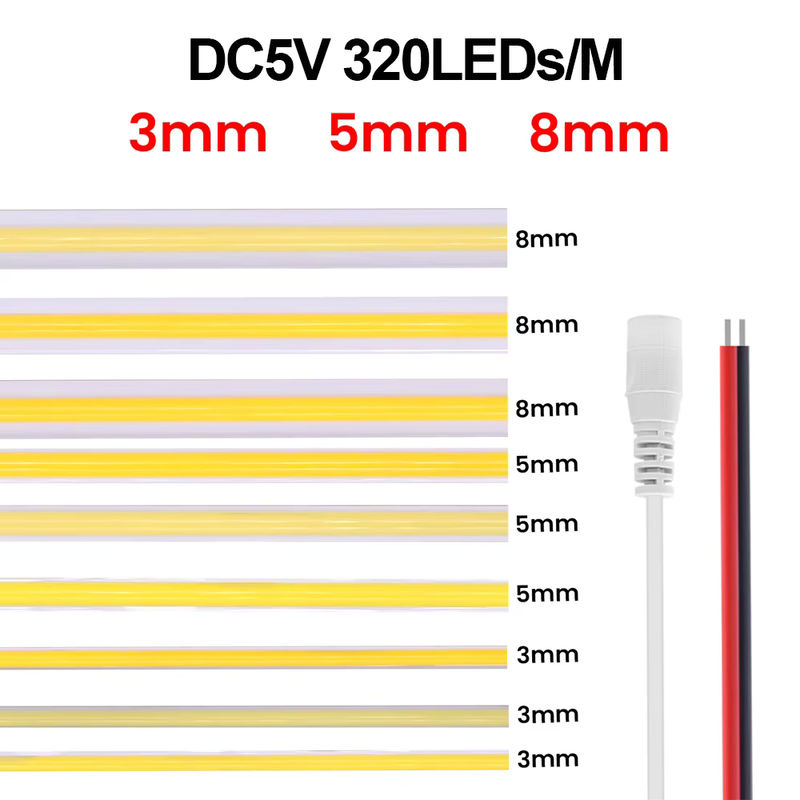 XUNATA COB LED Streifen Flexible Lineare Beleuchtung 12V mit 320 LEDs/m in Weiß - Bild 2