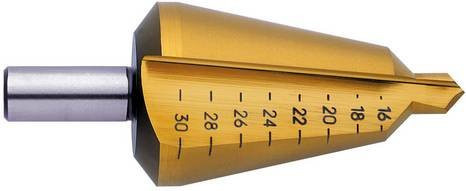 Exact Blechschälbohrer TiN Typ 119104 in Gold, Bohrbereich 24 - 16 mm, Gesamtlänge: 89 mm, Schaftlänge: 30 mm, Schaft-Ø: 10 mm - Bild 1