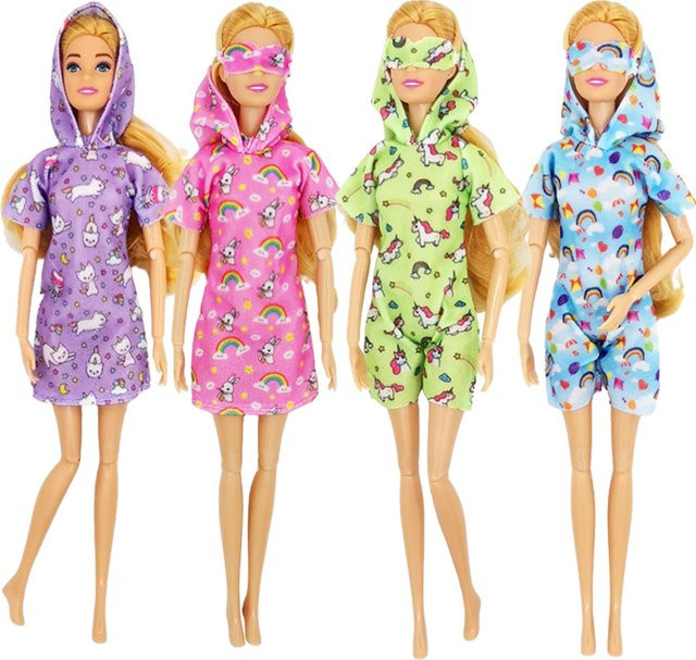 KIEKA Puppenzubehör, 4-teiliges Set, Pyjamas mit Hut und Aufnäher, Fantasy - Bild 1