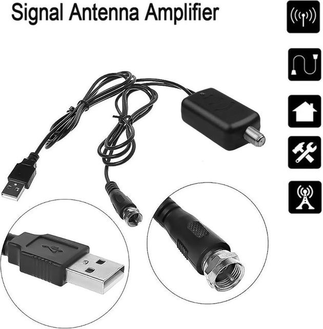 GRWIBEOU HDTV Antenna Amplifier für 4K UHD, Low Noise High Gain TV Signal Verstärker, Schwarz - Bild 1