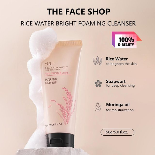 The Face Shop Rice Water Bright Gesichtreinigung Schaum, 150 ml - Bild 1