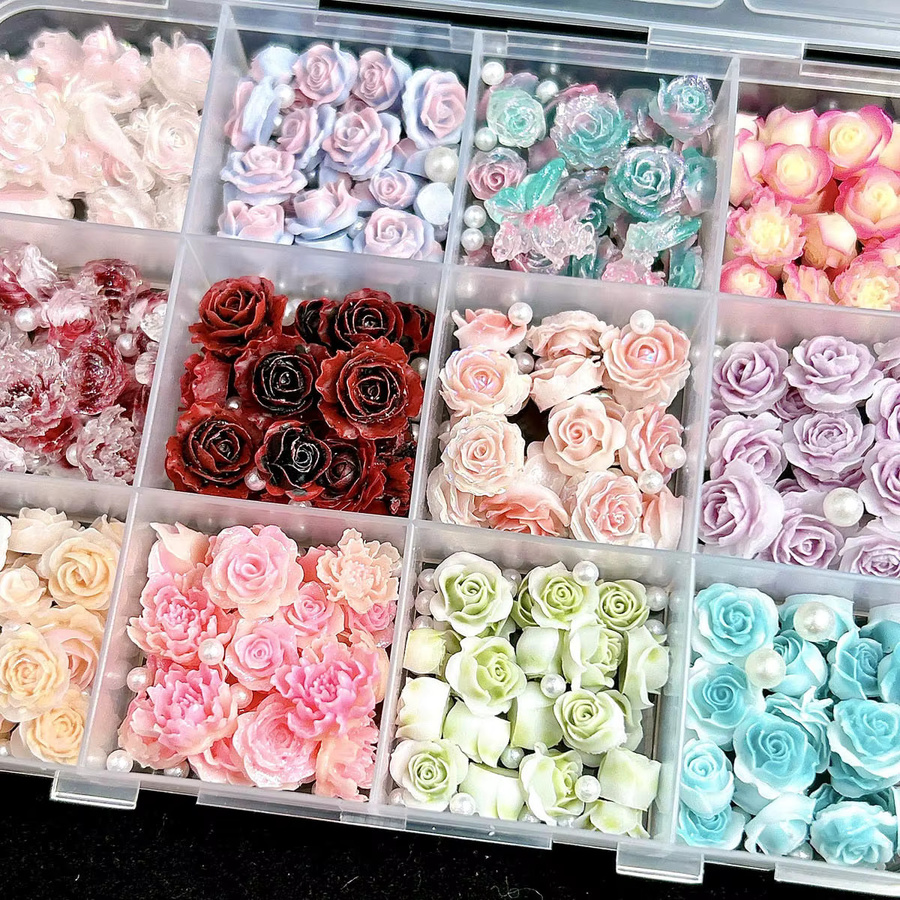 HotPress Nail Charms 3D Mixed Resin Rose Flower, Glänzend - Bild 3