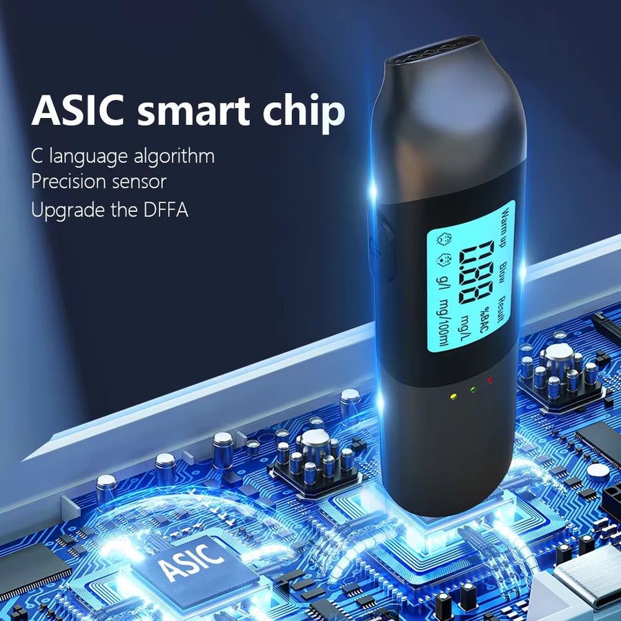 Kebidumei Tragbarer digitaler Alkoholtester in Schwarz mit LCD-Display und 3-Farben-Kontrollleuchten - Bild 3
