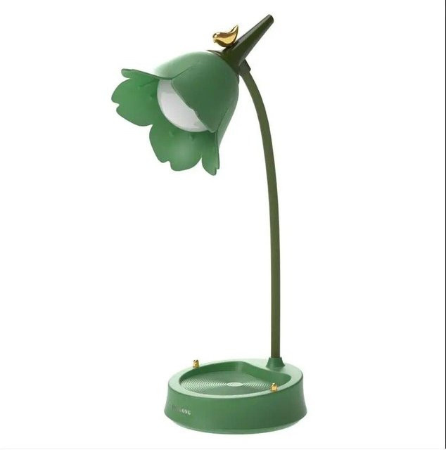 NATAWA LED Schreibtischlampe in Blumenform mit Touch-Funktion, grüne Tischleuchte für Schlafzimmer und zum Lesen, USB-Betrieb - Bild 1