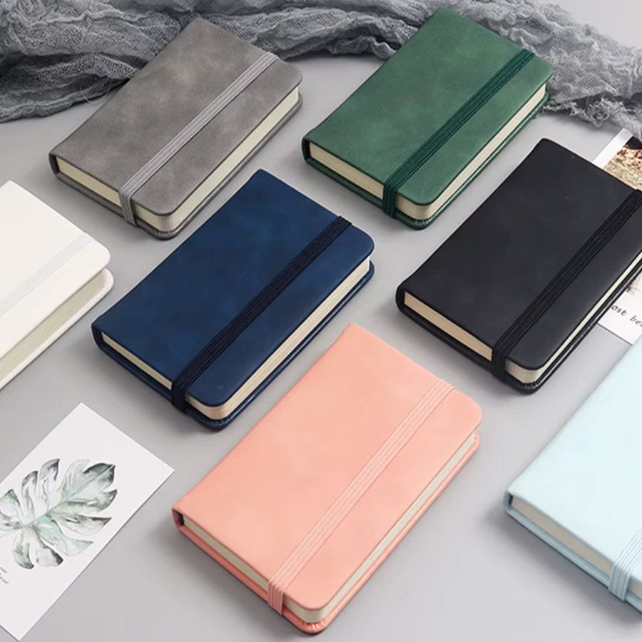 4er-Set Tragbare A7 Notebook Taschen aus PU-Leder in Schwarz mit linierten Papierseiten für Notizblöcke und Tagebücher - Bild 5