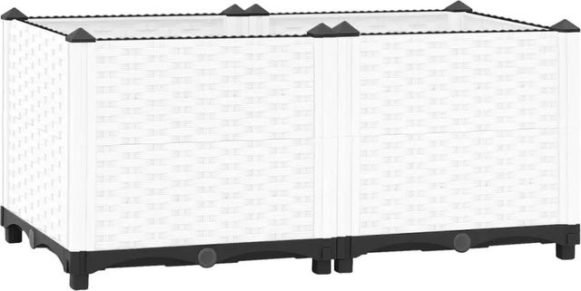Hochbeet furnicato in Weiß mit Rattan-Optik aus Polypropylen, B/T/H: 80 x 40 x 38 cm - Bild 1