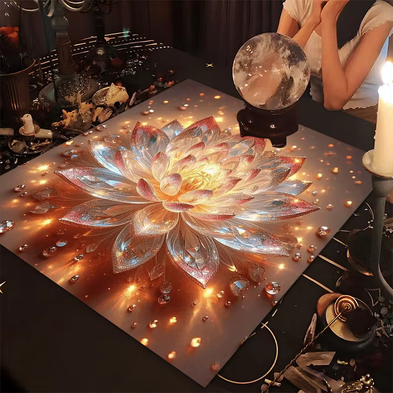 VIKAMA Mystic Crystal Lotus Tischdecke im Bohemian Tarot Design, Mehrfarbig, Rechteckig - Bild 2