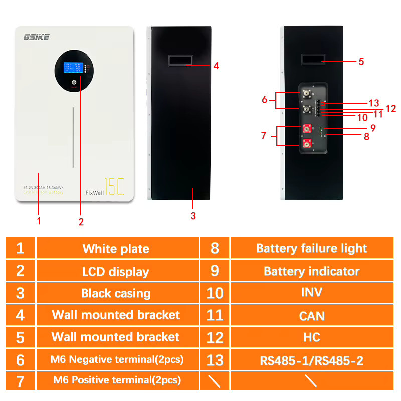 GSIKE Lithium-Eisenphosphat-Batterie 51,2V 300Ah 15360Wh mit intelligentem BMS und UPS-Unterstützung für Solar und Wohnmobil-Wechselrichter - Bild 4