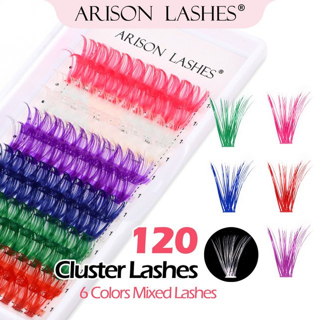 ARISON Einzelwimpern Cluster, 120 Stück, gemischte Farben, Unisex - Bild 1