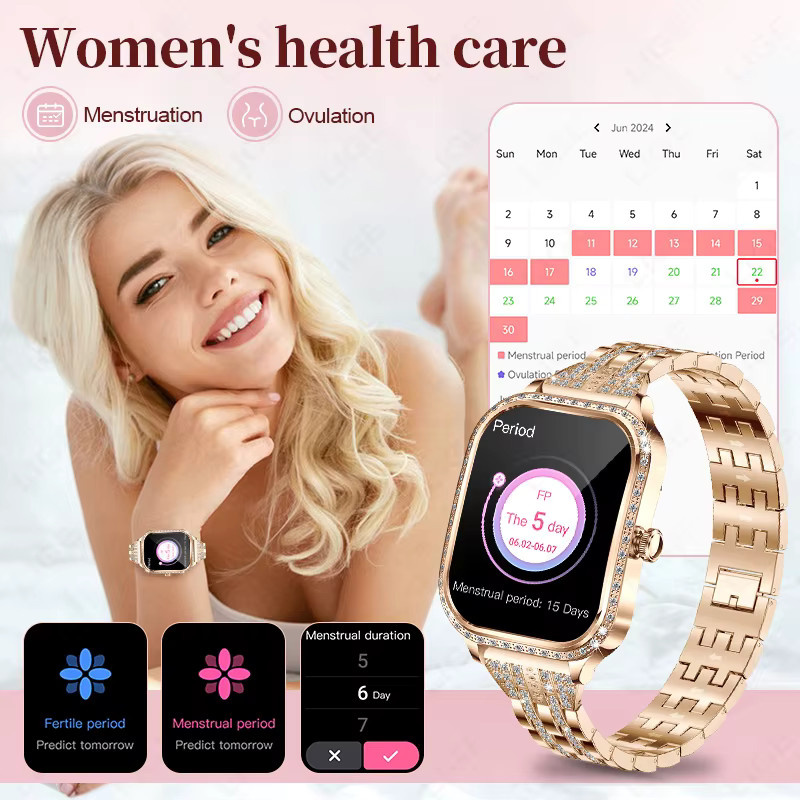 LIGE Smartwatch, Damen, Roségold, Edelstahl, 1,75 Zoll, Pink - Bild 3