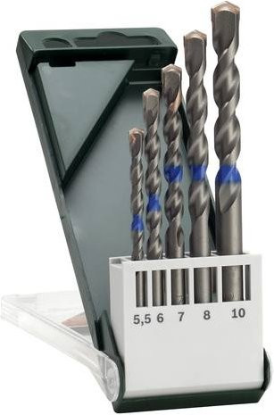 Bosch Beton-Spiralbohrer-Set 5-teilig in Silber mit Zylinderschaft, Durchmesser: 5,5 mm, 6 mm, 7 mm, 8 mm, 10 mm - Bild 1