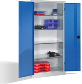 C+P Schwerlast-Werkzeugschrank mit Drehtüren und 4 Regalböden, Farbe Lichtblau und Lichtgrau, H x B x T: 195 x 93 x 50 cm - Bild 1