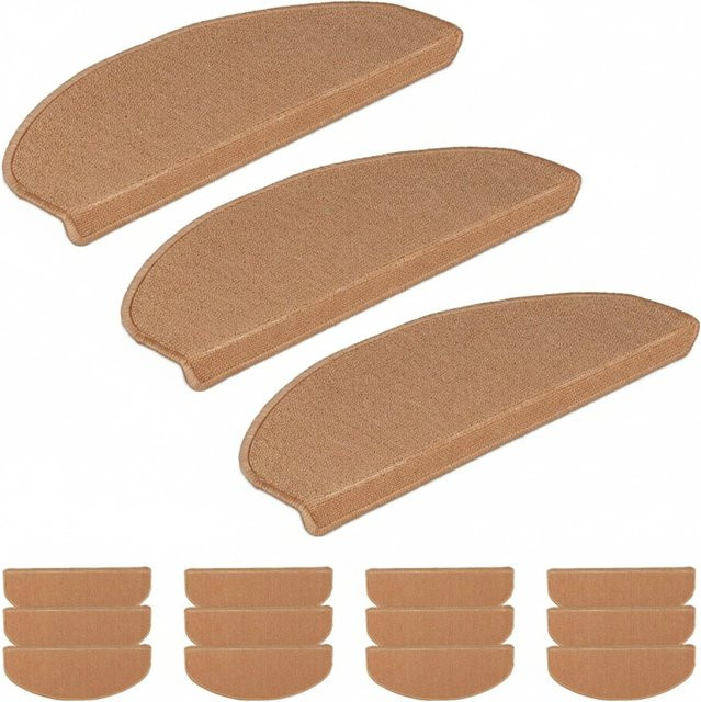 Relaxdays Treppenmatten 15er Set beige aus Kunststoff selbstklebend und rutschhemmend B: 65 cm, T: 24 cm, H: 4 cm - Bild 1