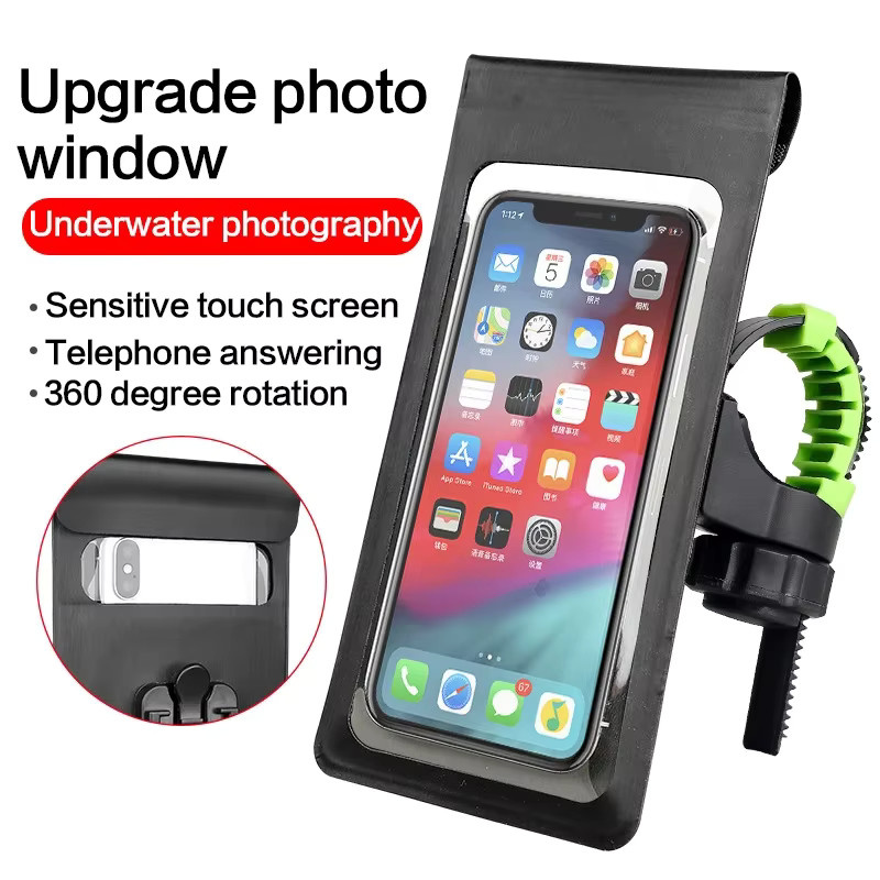 VIKEFON Fahrrad- und Motorradhalterung aus wasserdichtem TPU in Schwarz für 6,5 Zoll Smartphones mit Touchscreen-Funktion und Griffinstallation - Bild 5