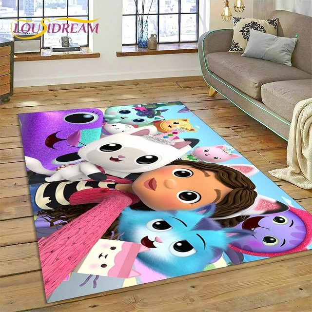 Karpetti Kinder Teppich mit Cartoon Puppenhaus Motiv für Kinderzimmer und Wohnzimmer, Waschbar, B/B: 70 x 100 cm, Mehrfarbig - Bild 1