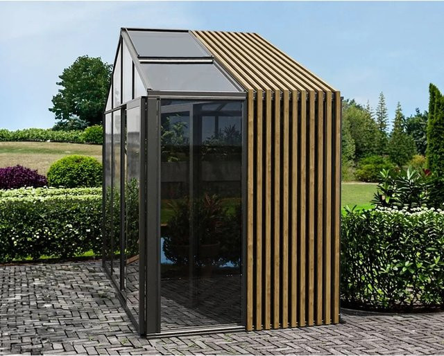 Bloomcabin Gewächshaus Klassik mit integriertem Stauraum und Sicherheitsglas in Schwarz mit Accoya-Fusion und Belüftungssystem - Bild 1