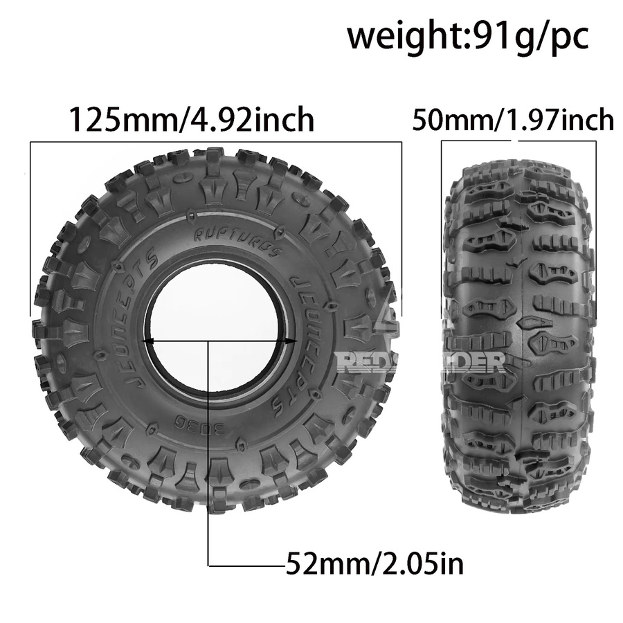 RS RC Crawler-Reifen, 4-teiliges Set, 1:10, 125 mm, Schwarz - Bild 6