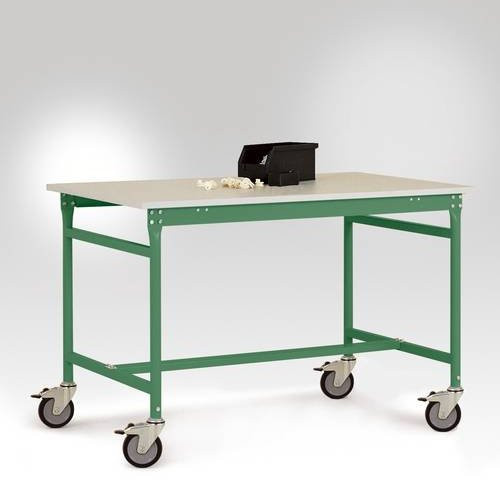 Manuflex LB4026.6011 ESD BASIS mobiler Beistelltisch mit Kunststoff-Tischplatte in Resedagrün RAL 6011, B/T/H: 100 x 80 x 80 cm - Bild 1