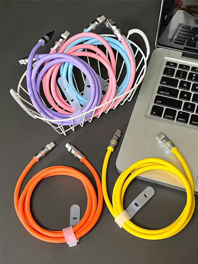 Hichain 2er-Pack USB C auf USB C Schnellladekabel PD240W aus weichem Flüssigsilikon und Zinklegierung in Orange - Bild 5