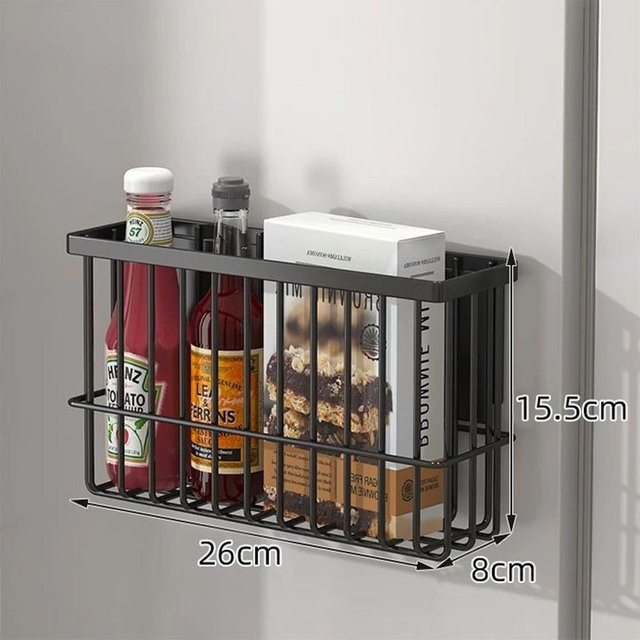 LChome Magnetisches Küchenregal für Kühlschrank und Mikrowelle, platzsparendes Gewürzregal aus Metall, Schwarz - Bild 1