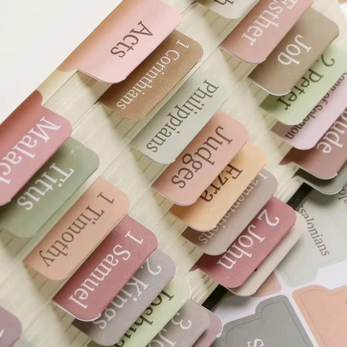 HUALIWEN Bibel Index Label Aufkleber in Morandi Farben zur Buchtrennung, Mehrfarbig - Bild 2