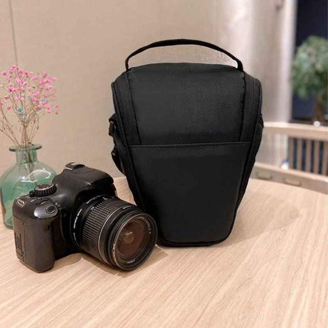 PERNEAKY Kamera Tasche Rucksack aus Nylon in Schwarz für Canon Nikon Sony SLR DSLR mit Schultergurt - Bild 1