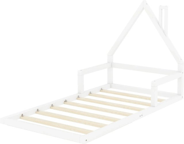 KOMHTOM Kinderbett in Hausform aus Massivholz Kiefer und MDF, Weiß, B/T/H: 90 x 200 x 120 cm - Bild 1
