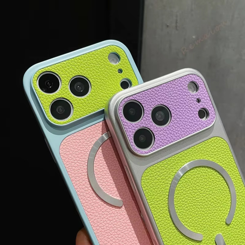 Apple Leder-Magnet-Handyhülle mit MagSafe für iPhone 11 bis iPhone 17 Pro Max in Candy Yellow und Multicolour - Bild 2