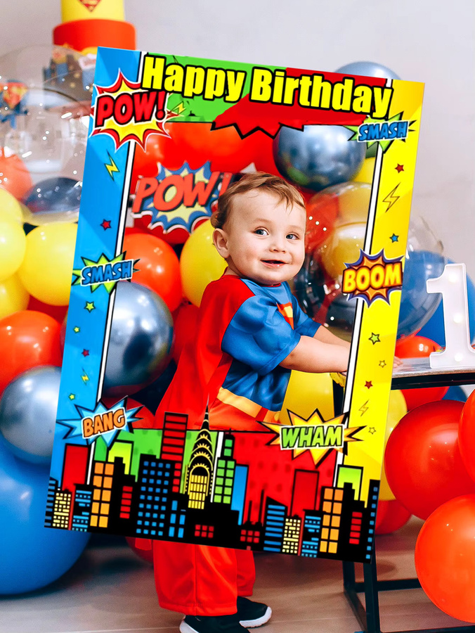 Super Hero Party Supplies, Super Hero Geburtstagsdekoration, Photo Booth Requisiten Rahmen - Bild 2