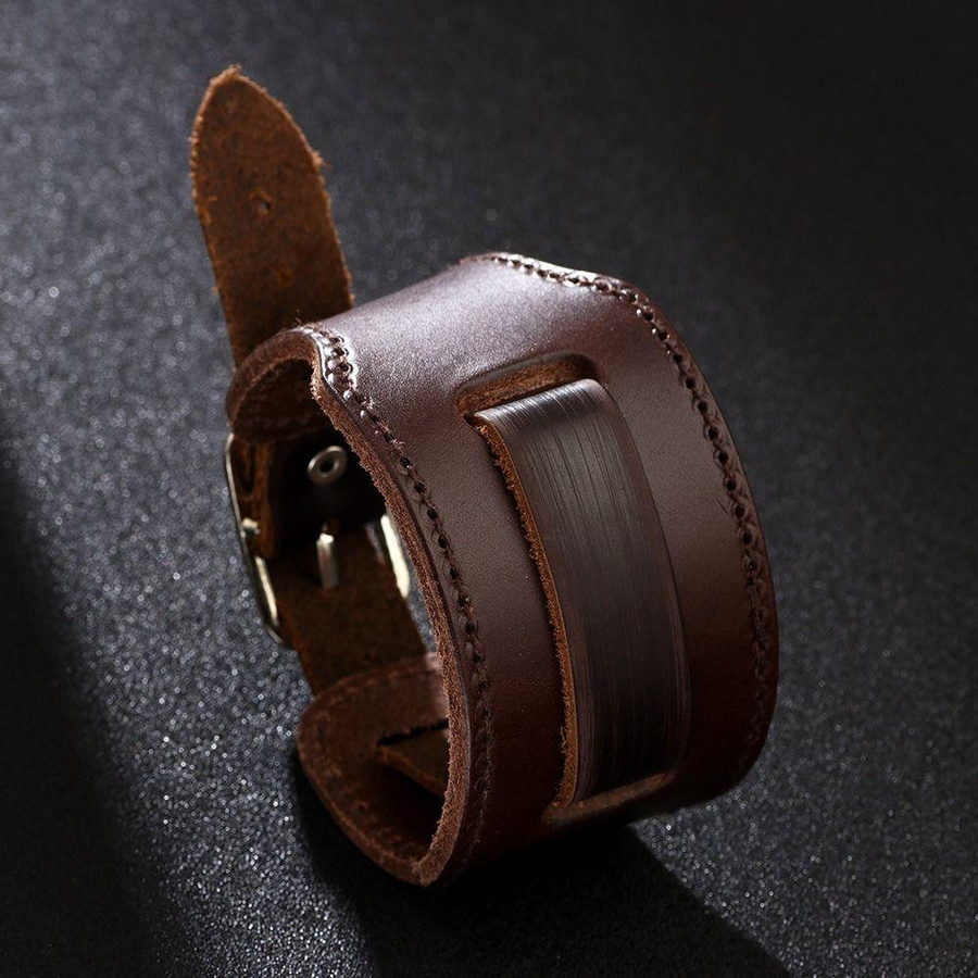SHyingyou Uhrenarmband Leder, Punk, Schwarz, Unisex - Bild 5