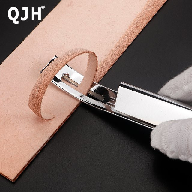 QJH 4-teiliges Leder-Abschrägwerkzeug-Set aus Metall mit 3 Ersatzklingen in Schwarz/Silber - Bild 1