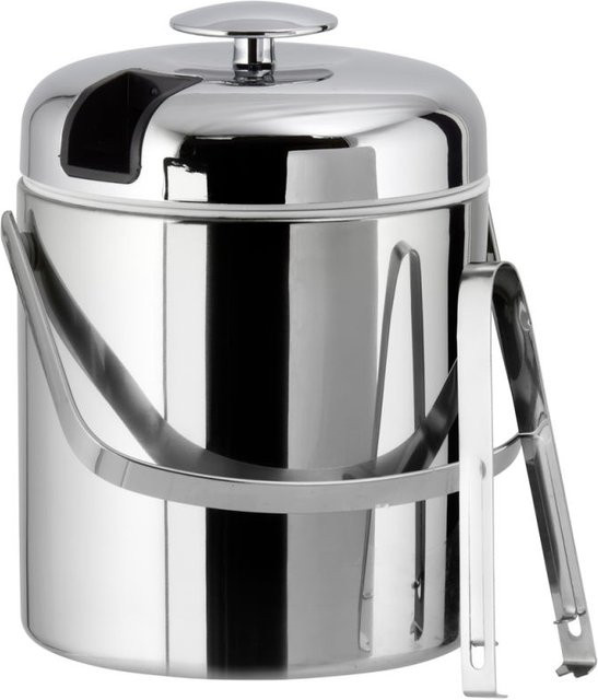 APS Eiseimer-Set mit Deckel und Zange, Silber, 1,3 l, Höhe: 22 cm, Durchmesser: 14 cm - Bild 1