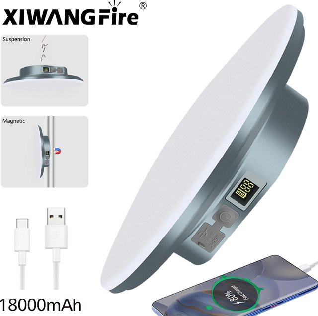 XIWANGFIRE Camping Laterne mit 184 LEDs, 18000mAh Akku, IPX5 wasserdicht, tragbare Taschenlampe mit 4 Modi für Outdoor und Zelt - Bild 1