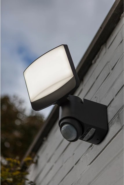 Lutec Solar LED-Strahler Sunshine mit Bewegungssensor und Solarpanel in Weiß - Bild 1